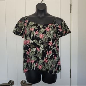 Off the shoulder tropical print top